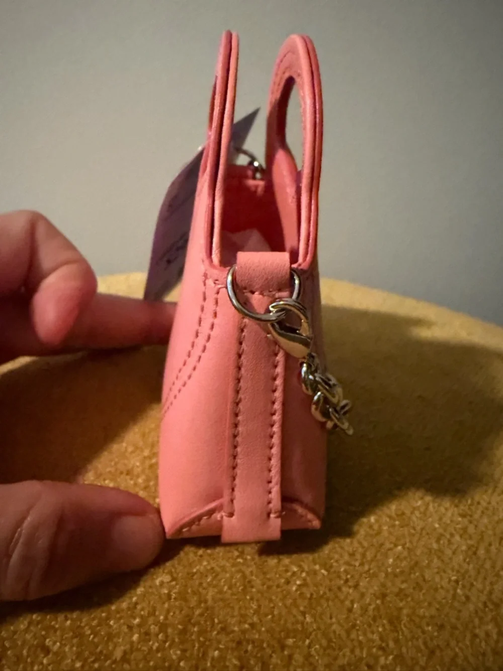 Tiffany & Co. Coral Pink Mini Tote with Silver Chain - Picture 4 of 6